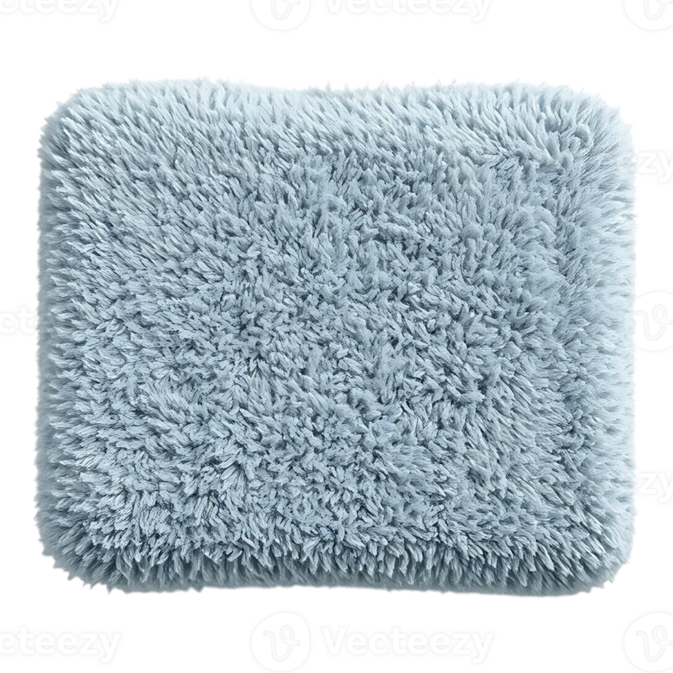 Fluffy Shaggy Throw Pillow with Soft Textured Surface, Isolated on Transparent png