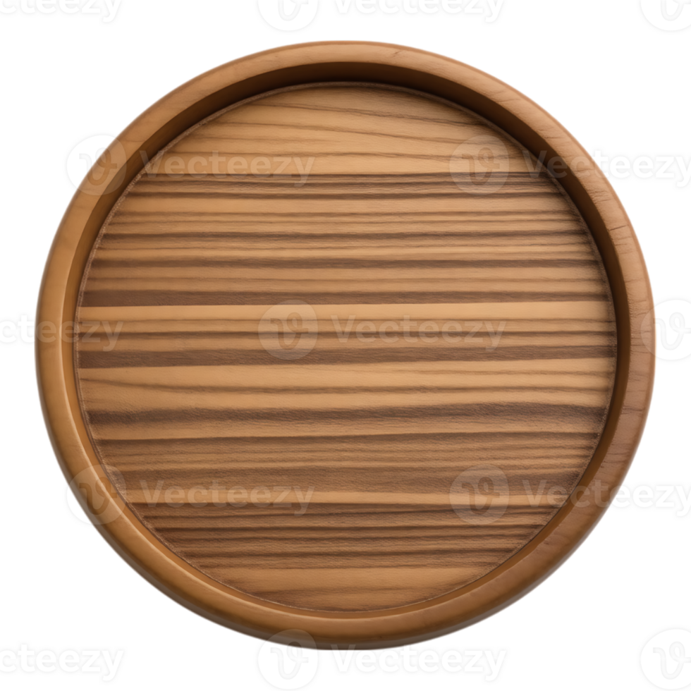 Wooden Round Tray with Raised Edge png