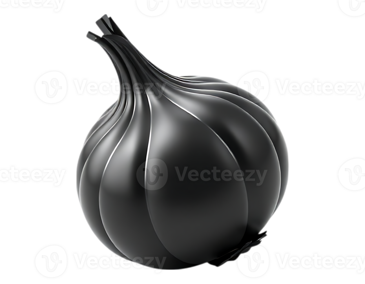 Glossy Black Garlic Bulb Isolated on Transparent Background png