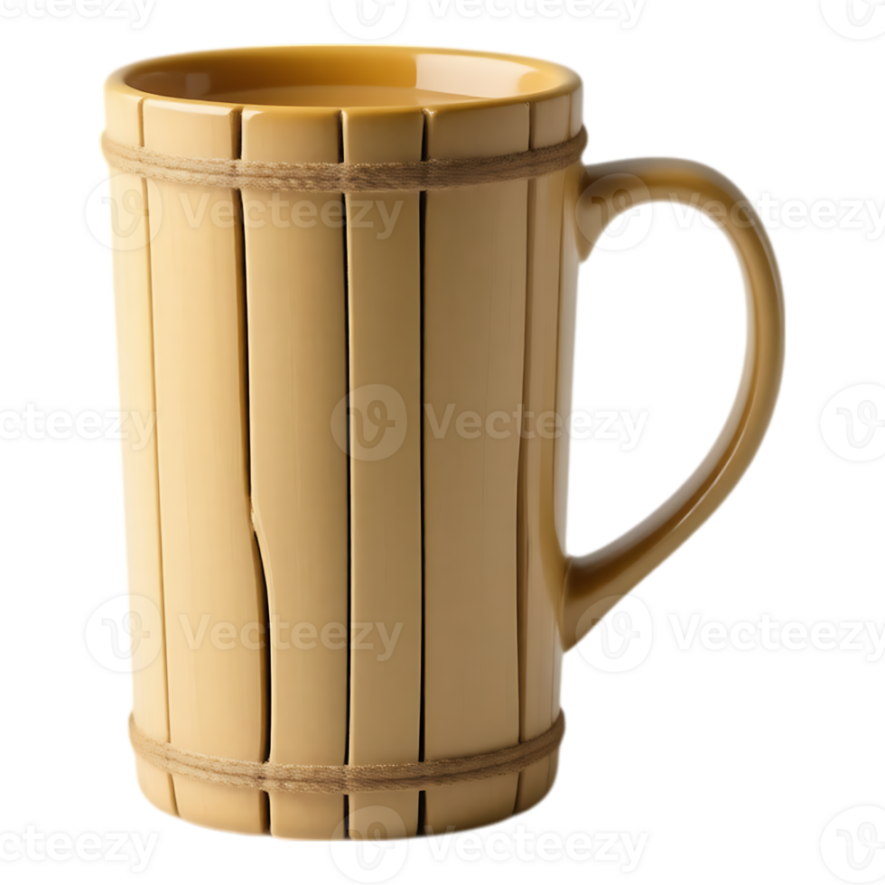 Wooden Mug with Rope Detailing and Coffee png
