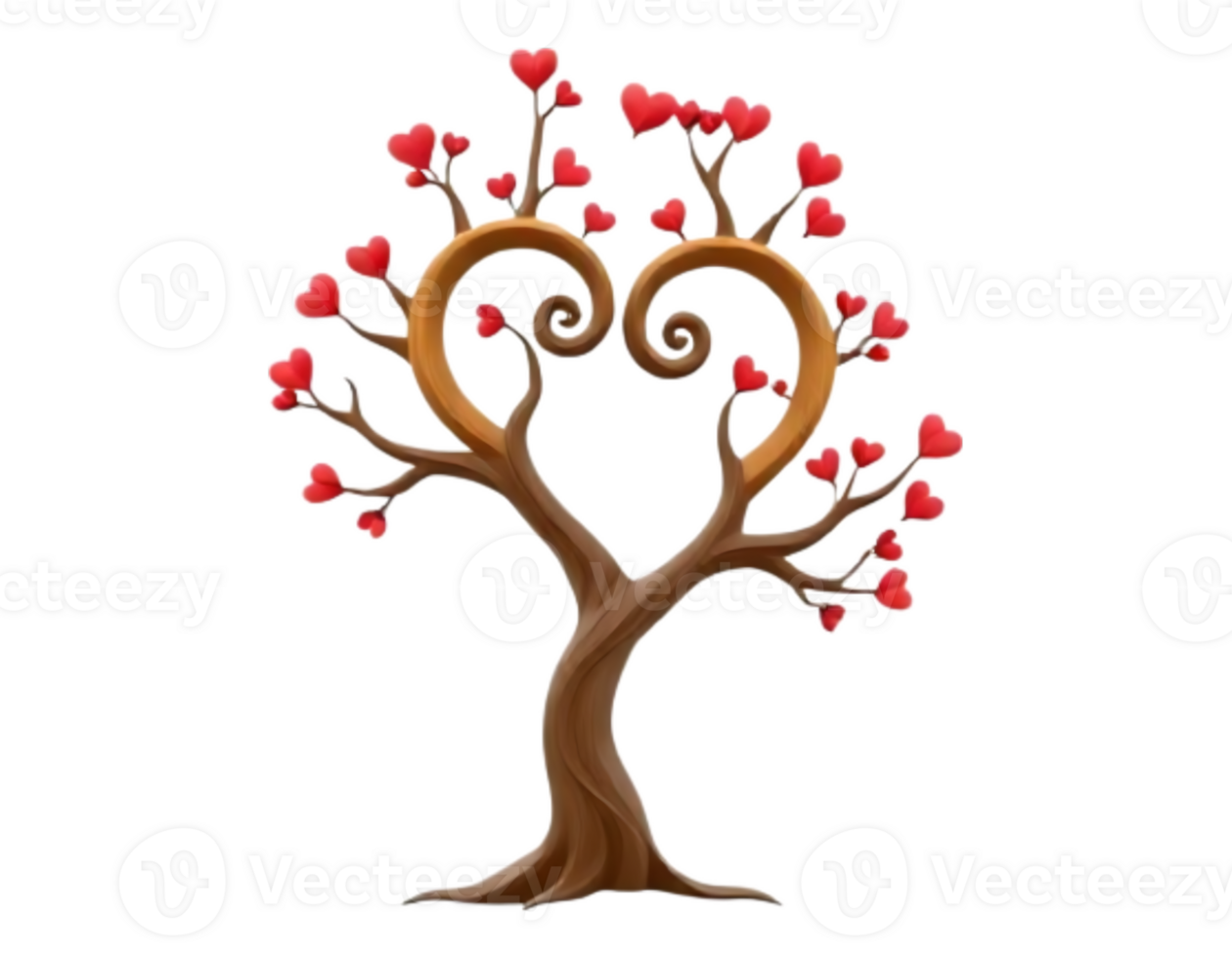 Heart-Shaped Tree with Red Hearts png