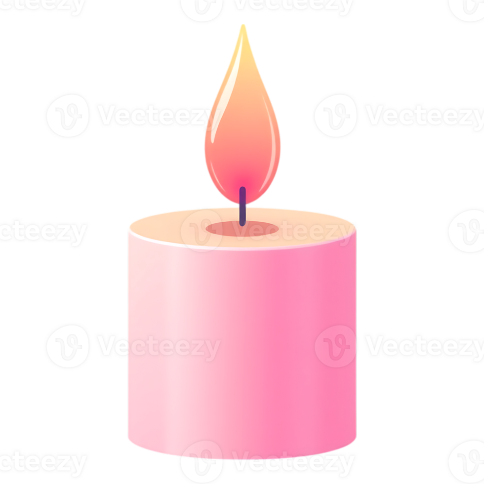 Pink candle with a glowing flame, perfect for celebration and relaxation. png