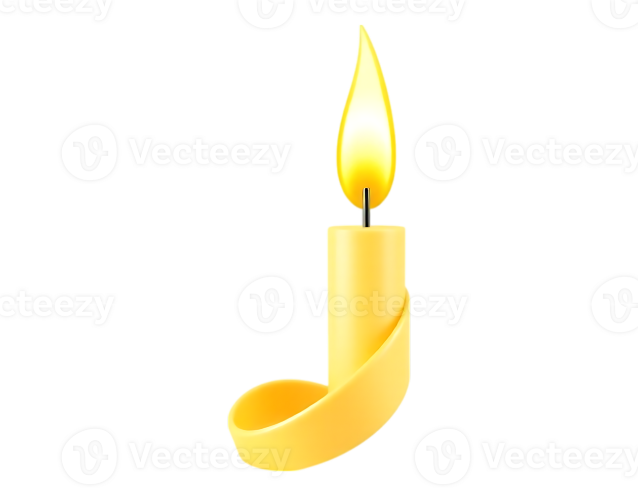 3D Rendered Candle with Flame and Ribbon png