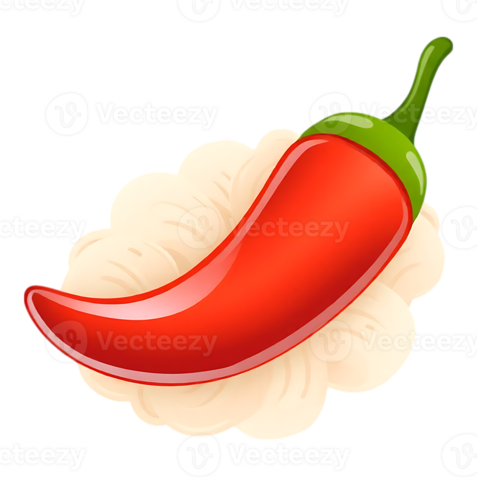 Glossy Red Chili Pepper with Creamy Base png