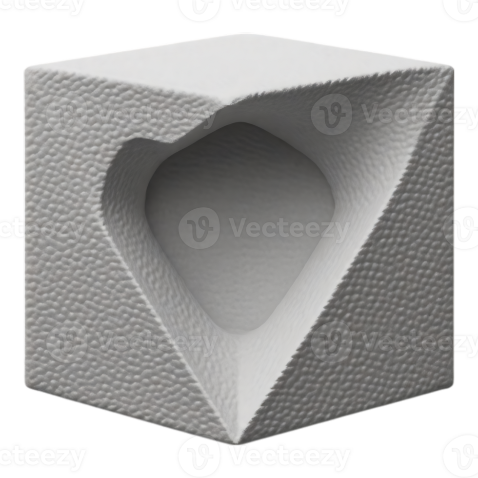 Textured Cube with Heart-Shaped Cavity png