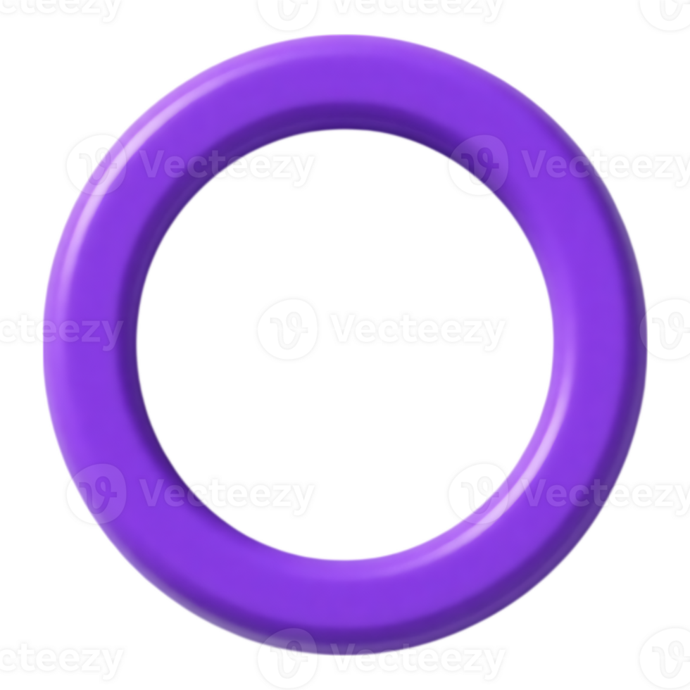 Glossy 3D Purple Ring Rendered on Transparent Background png
