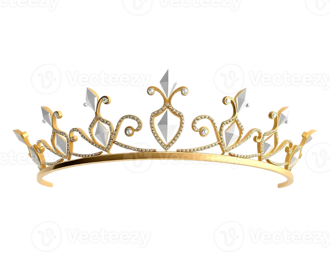 Golden Tiara with Diamonds Elegant Headpiece for Royalty png