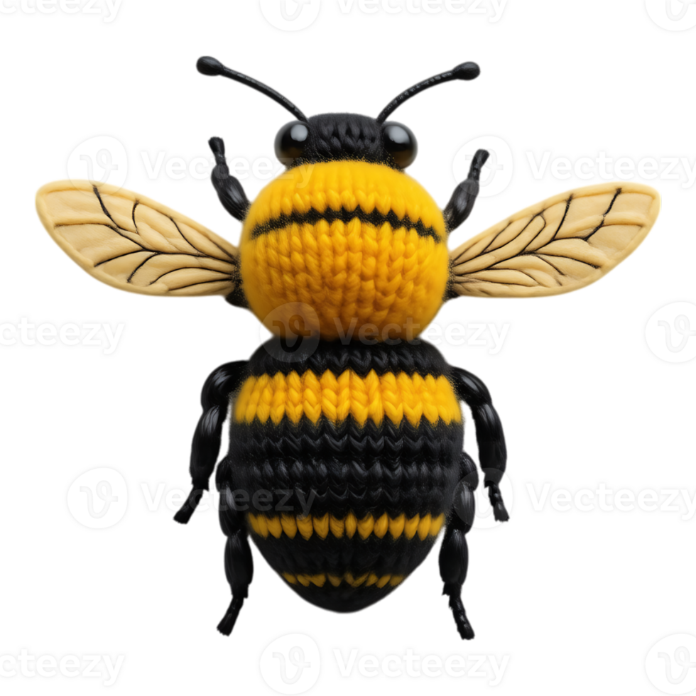 3D Bee Illustration A Detailed CloseUp on a Transparent Background png