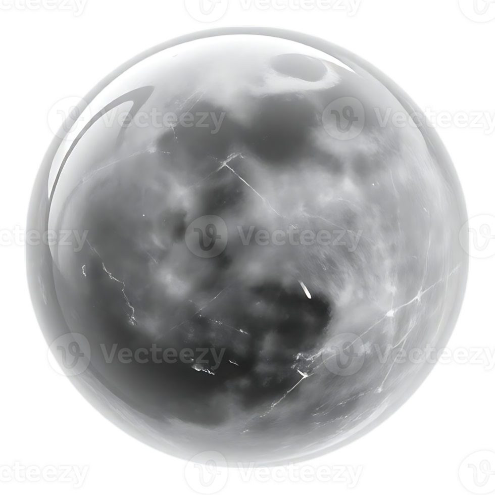 Spherical Glass Orb with Cloud Reflection png