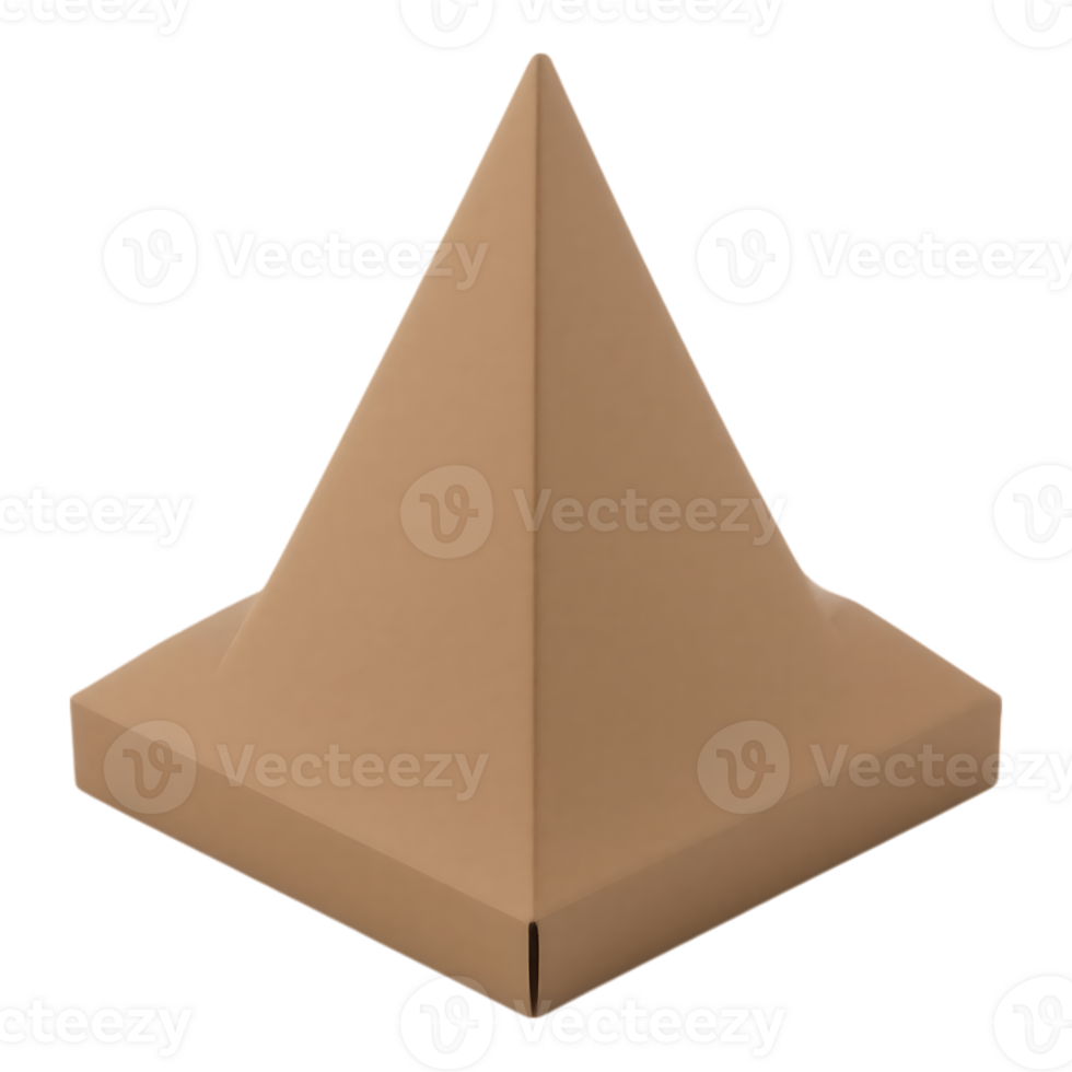 3D Rendered Brown Pyramid on Square Base png