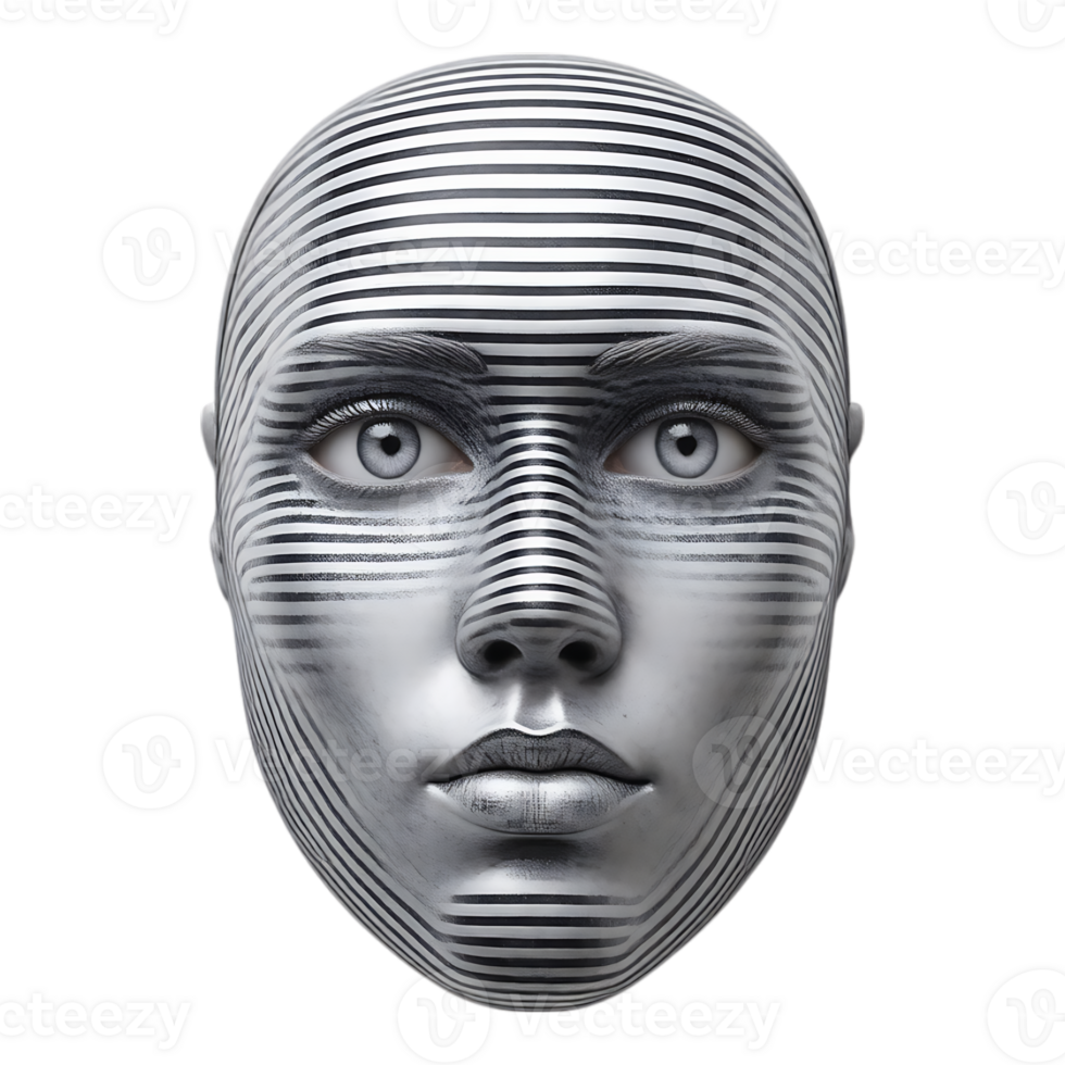 Cybernetic Face with Striped Design png
