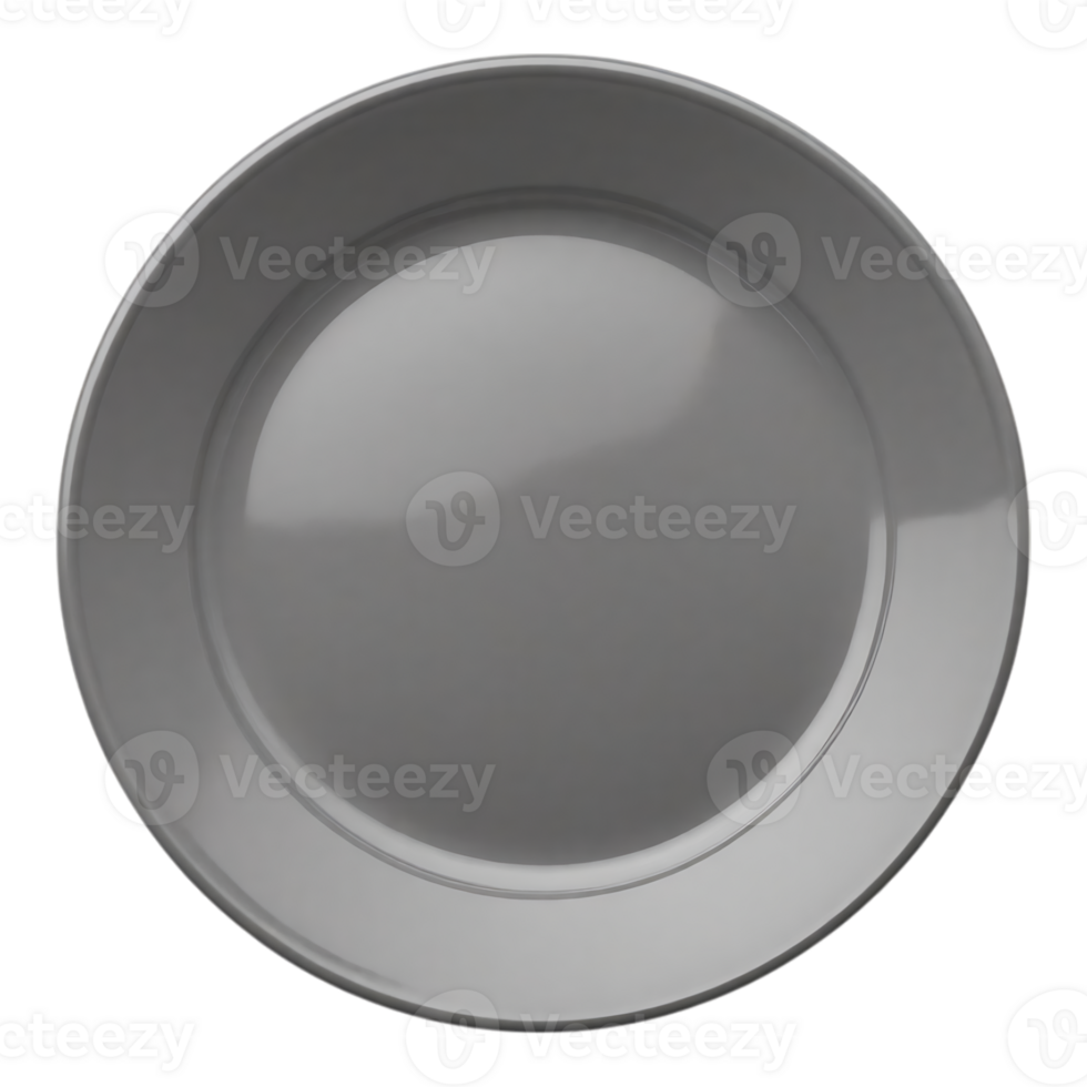 Gray Ceramic Plate - Top View png