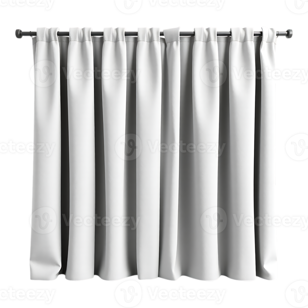 White Curtains Hanging on a Dark Rod, Transparent Background png
