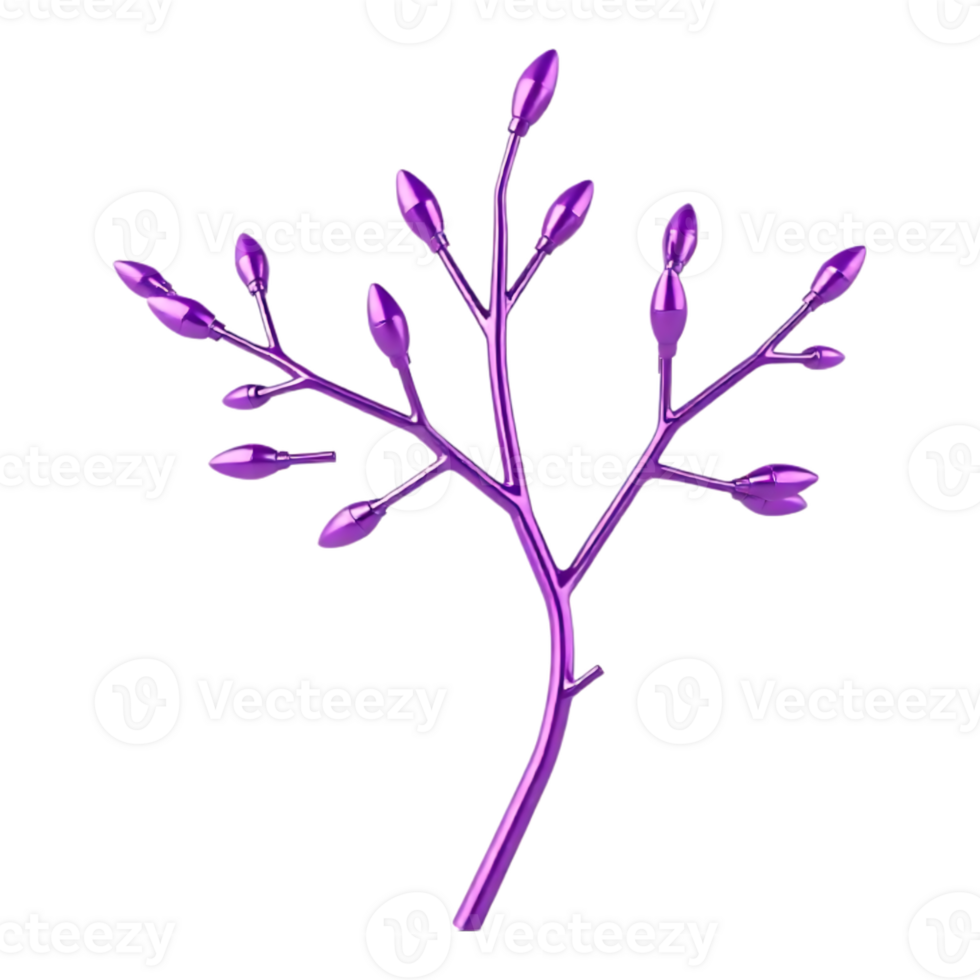 Purple Metallic Branch with Buds png