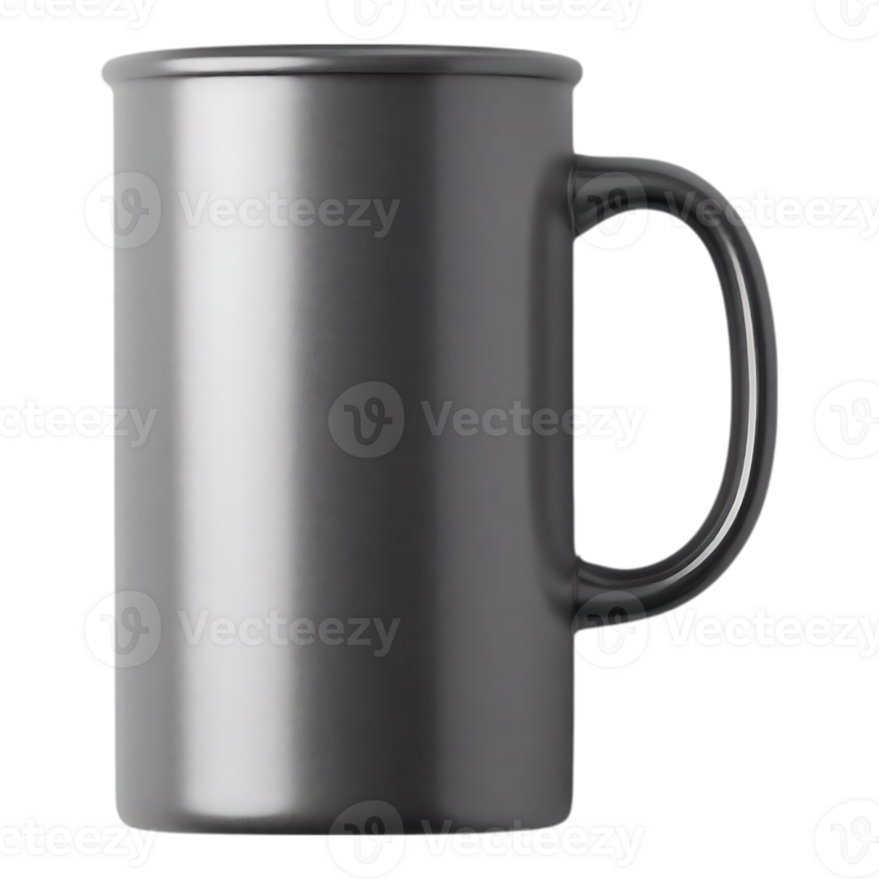 Glossy Black Mug on Transparent Background png