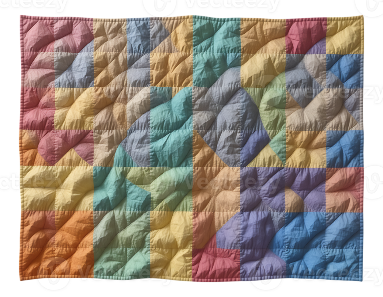 Colorful Quilted Textile Patchwork Fabric Design png