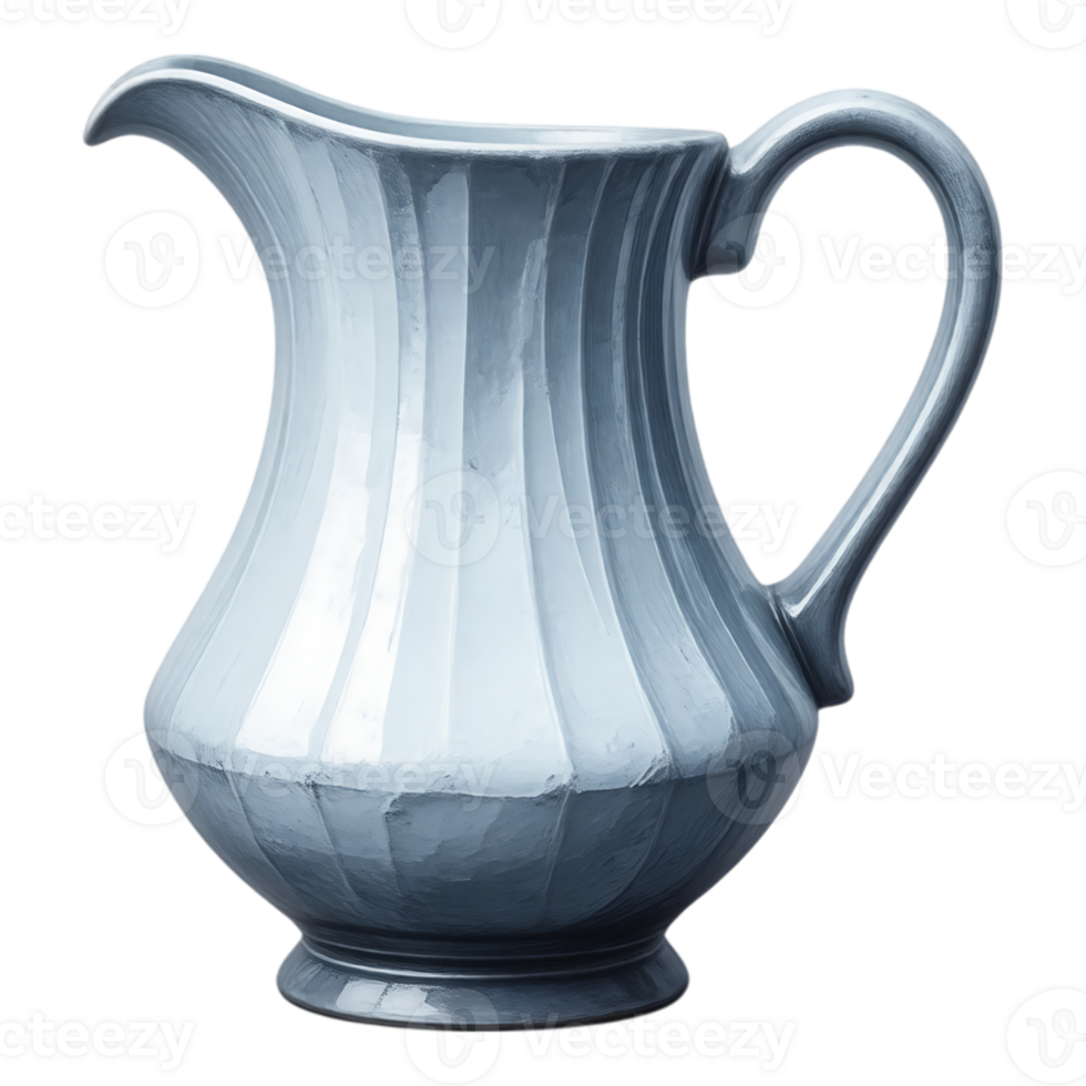 Elegant Silver Pitcher with Fluted Design png