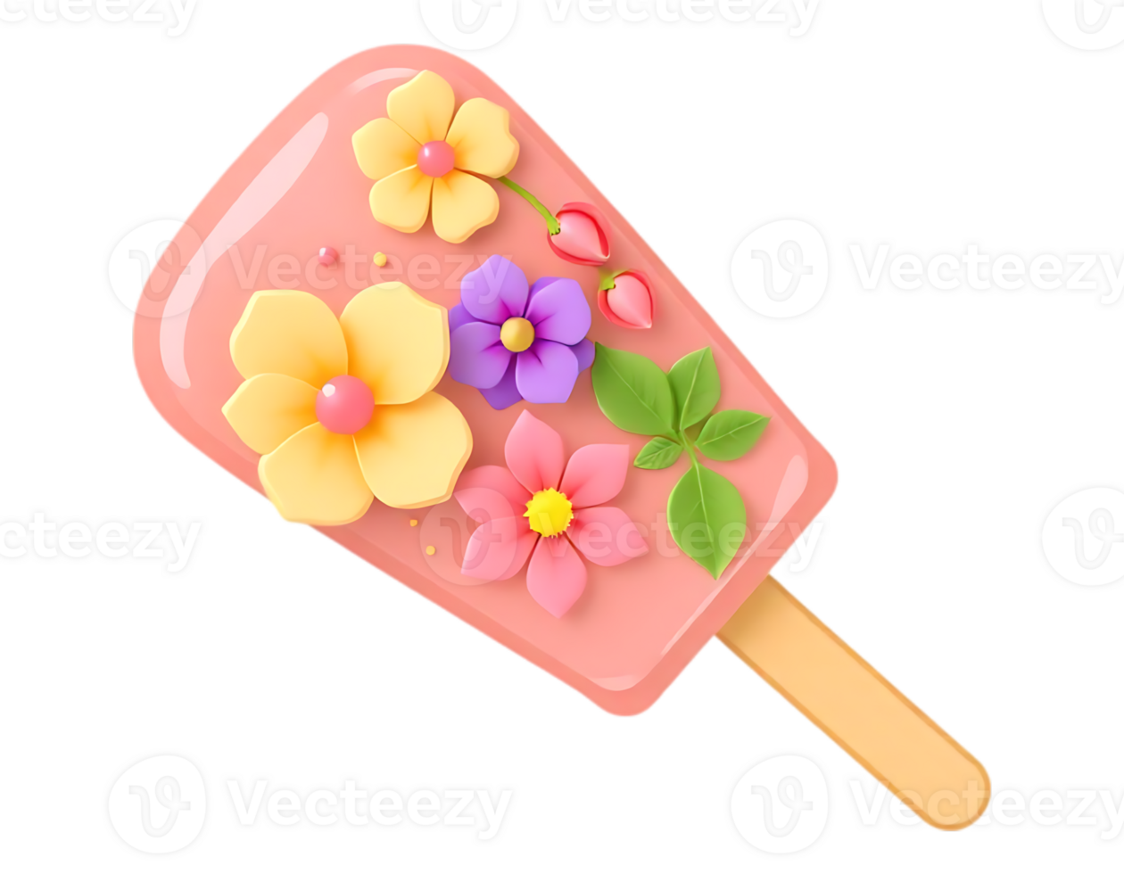 Floral Popsicle Delight A Sweet Treat with Blossoms png