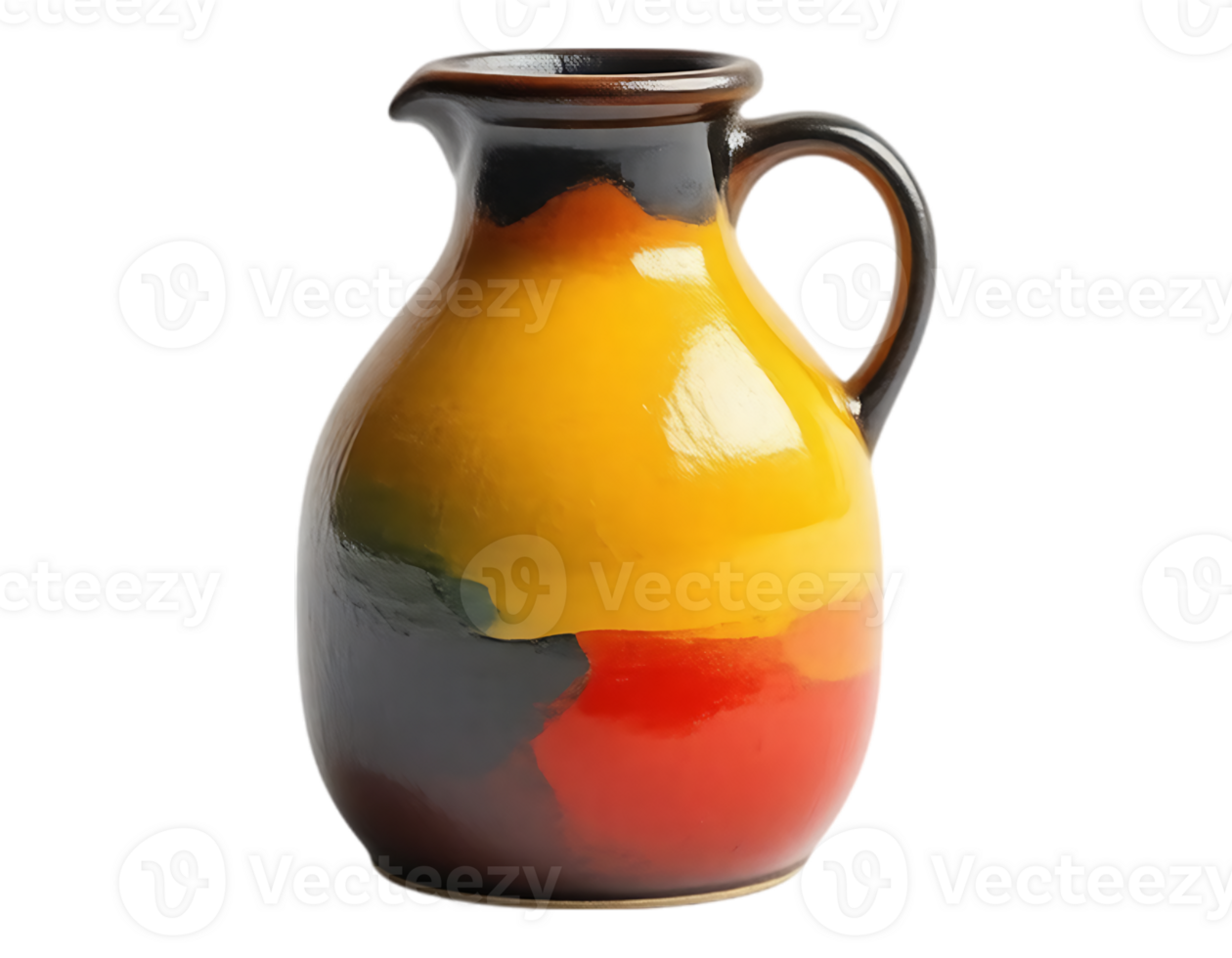 Ceramic pitcher with a vibrant color scheme png