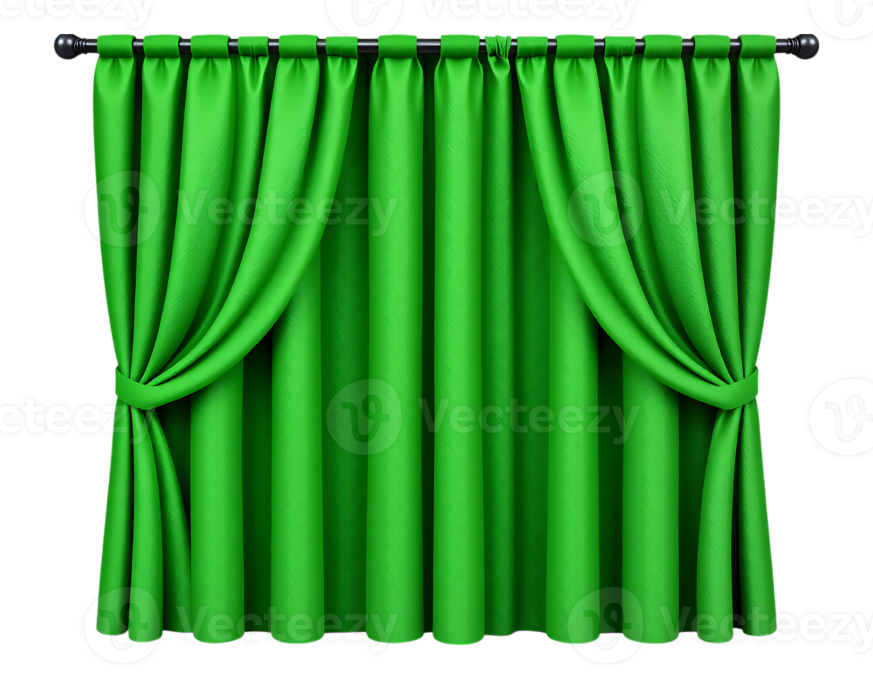Green Theater Curtains with Knotted Sides png