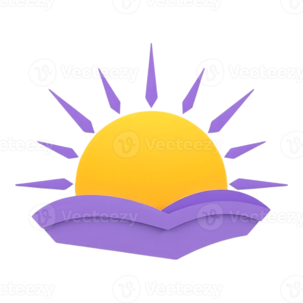 Sunrise over clouds 3D Illustration png