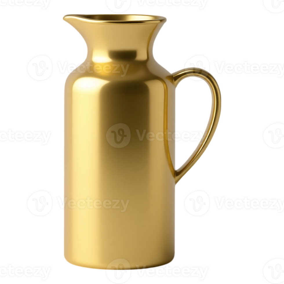 Golden pitcher with handle, elegant and shiny png