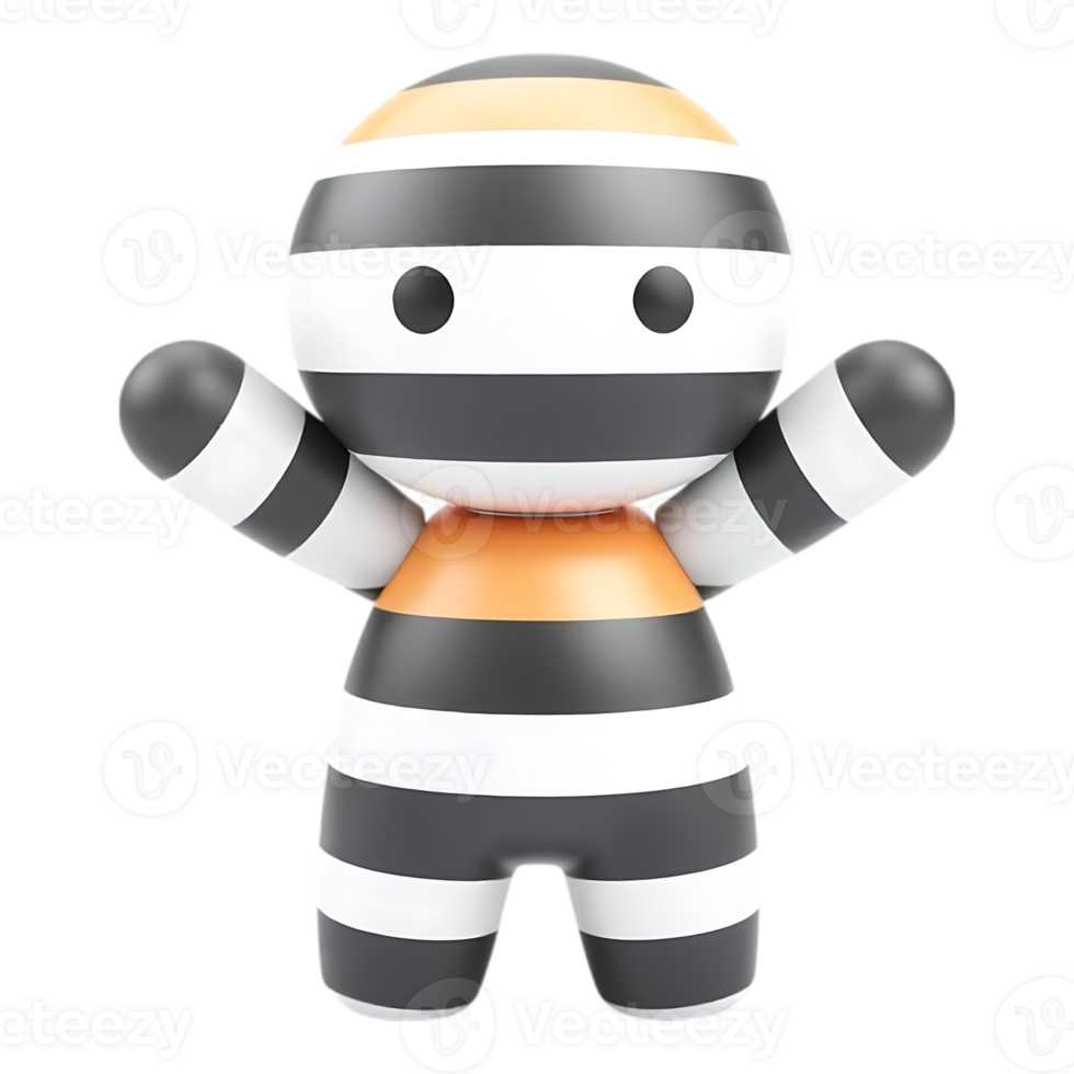 Striped Cartoon Character with Arms Raised png