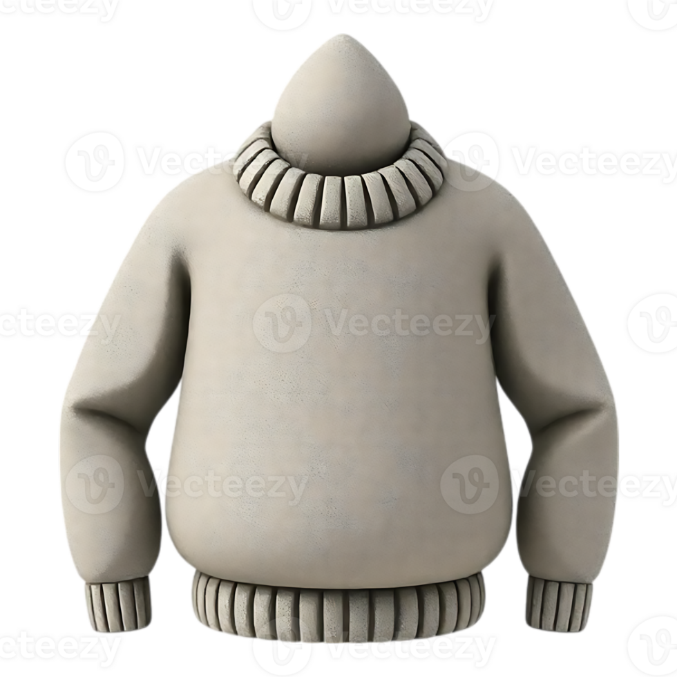 3D Rendered Beige Turtleneck Sweater with Hood png