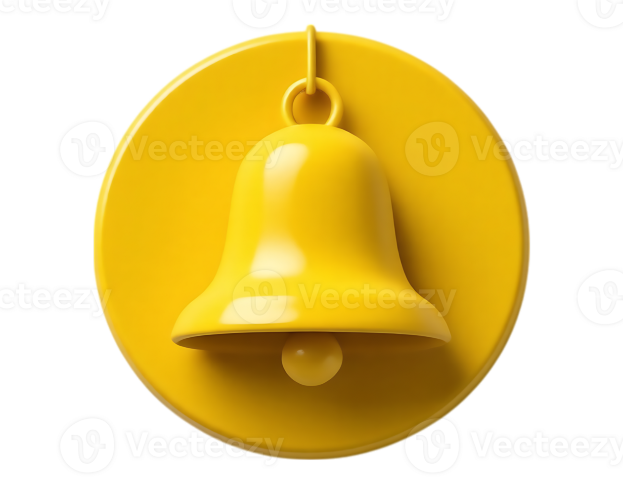 Yellow 3D Bell Icon on Circle png