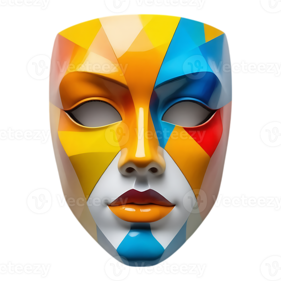 Geometric Abstract Mask Colorful Faceted and Striking png