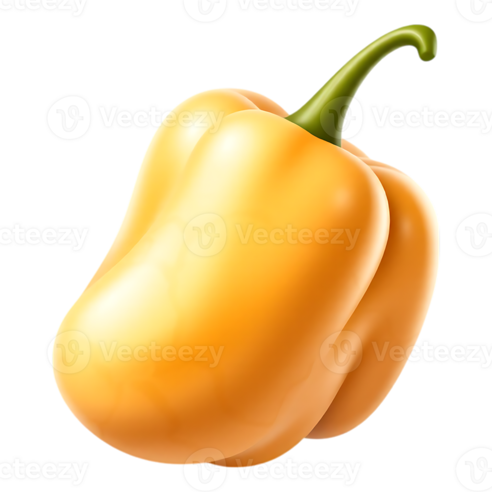 Vibrant Yellow Bell Pepper with Green Stem png