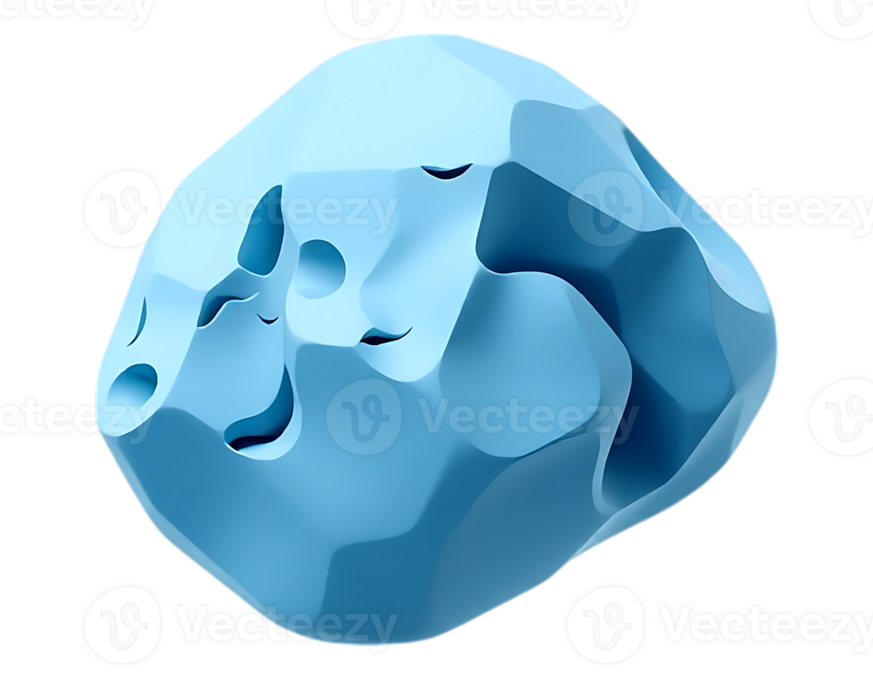 Abstract 3D Rendered Blue Orb with Organic Shapes and Surface Details png