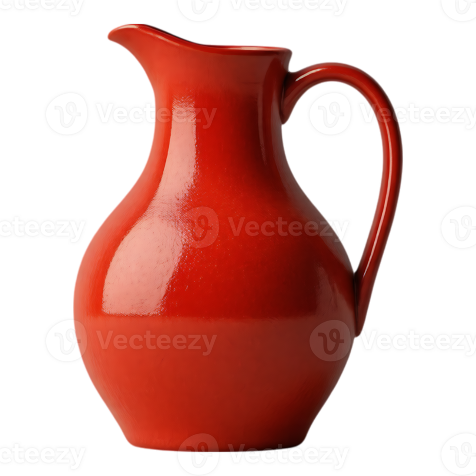 Red Ceramic Pitcher with Handle png