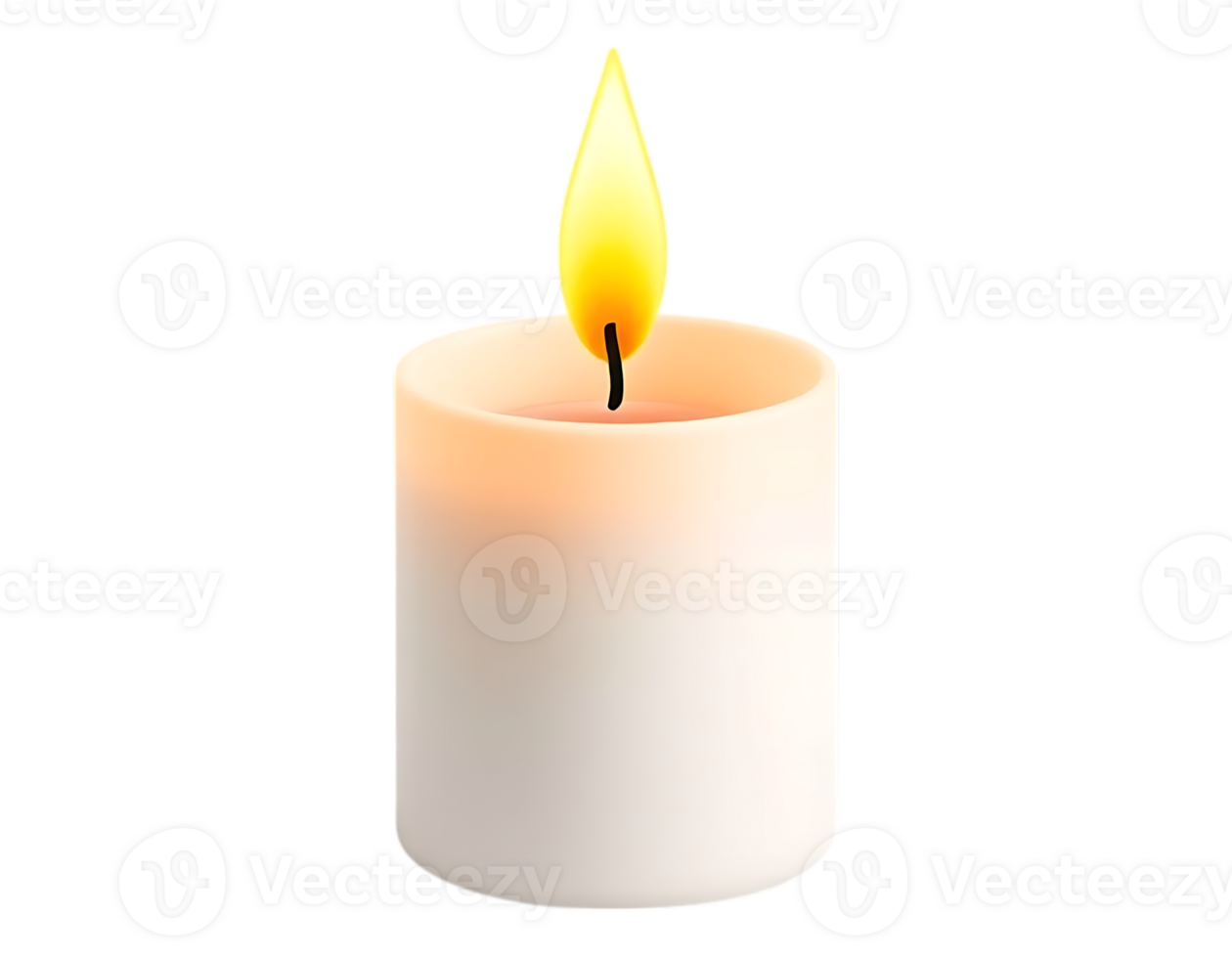 Lit Candle with Yellow Flame - Isolated 3D Render png