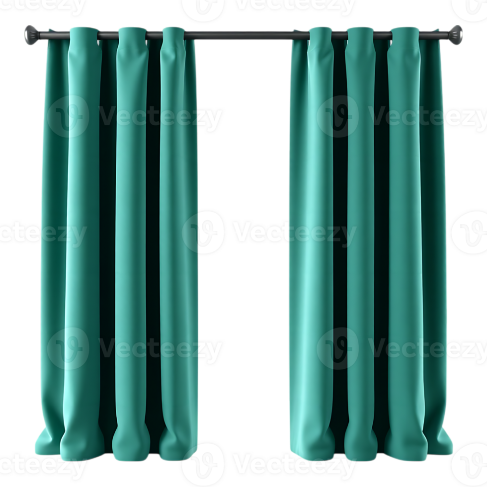 Teal Curtains with Rod for Interior Decoration png