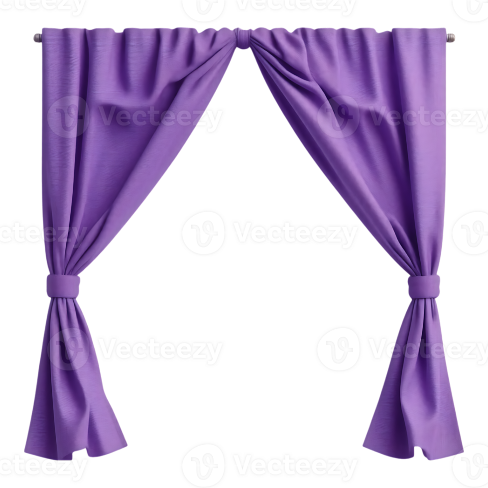 Elegant Lilac Curtains on a Rod, Draped in Soft Folds png