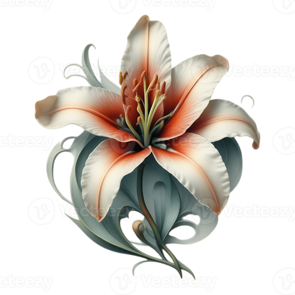 Elegant Lily Bloom with Ornate Accents png