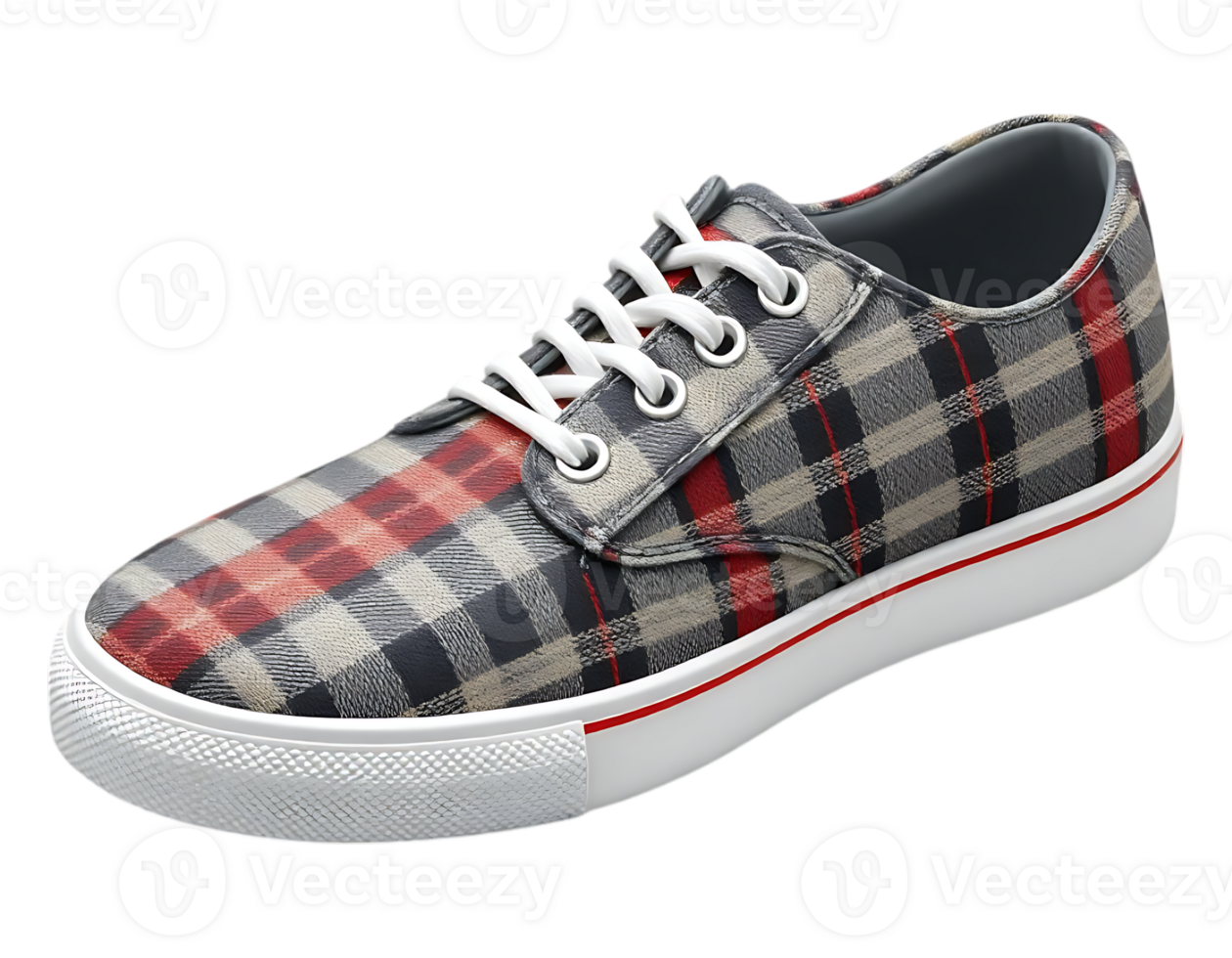 Plaid Canvas Sneaker with White Laces and Sole png