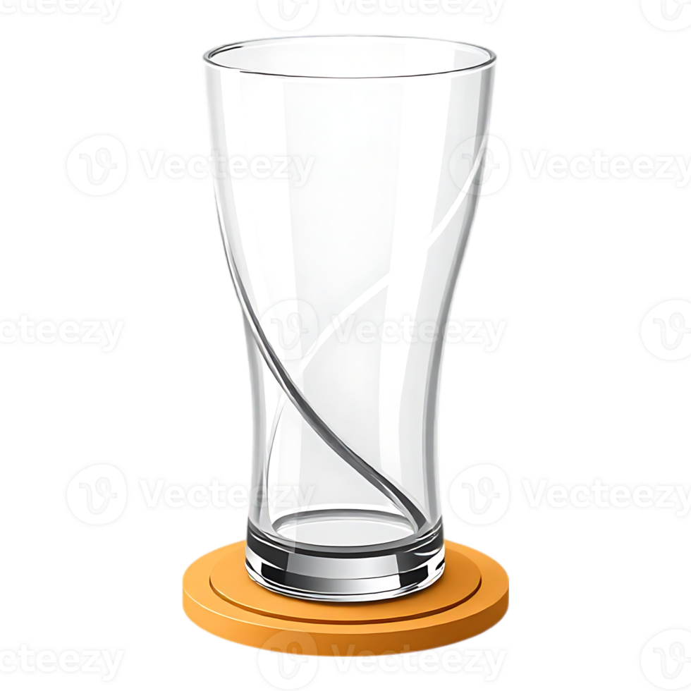 Elegant Pilsner Glass on Coaster, Transparent and Ready to Serve png