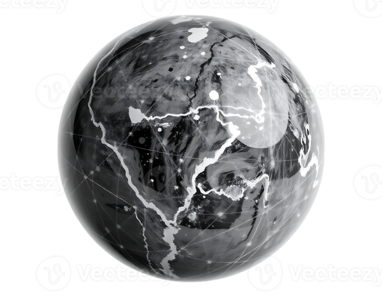 Abstract Globe with Continental Outlines and Network png