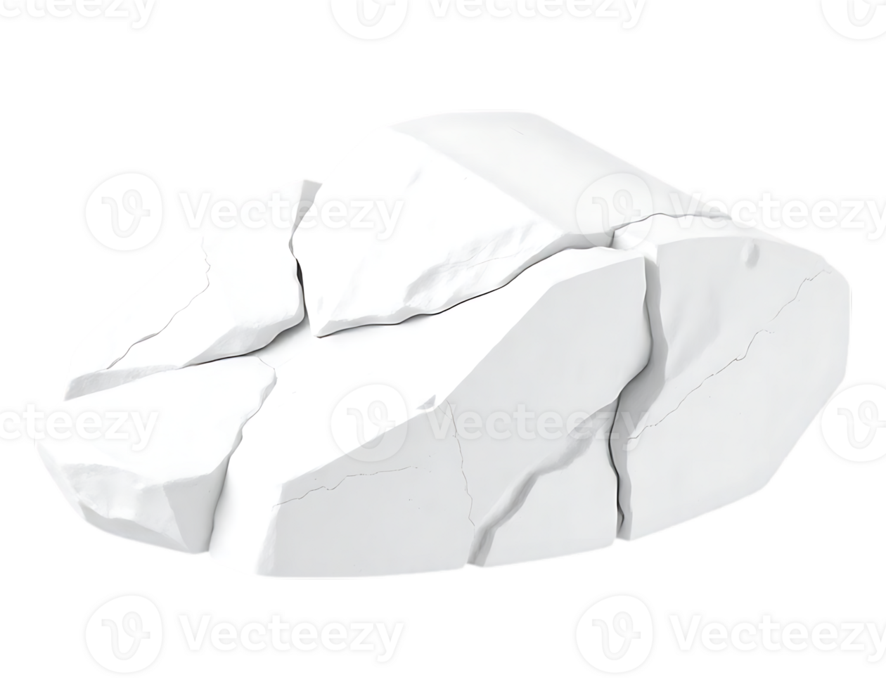 Cracked White Rock Isolated on Transparent Background png
