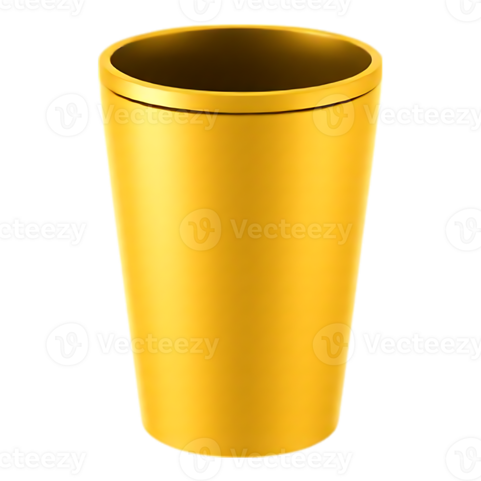Golden cylindrical container with a wide rim png