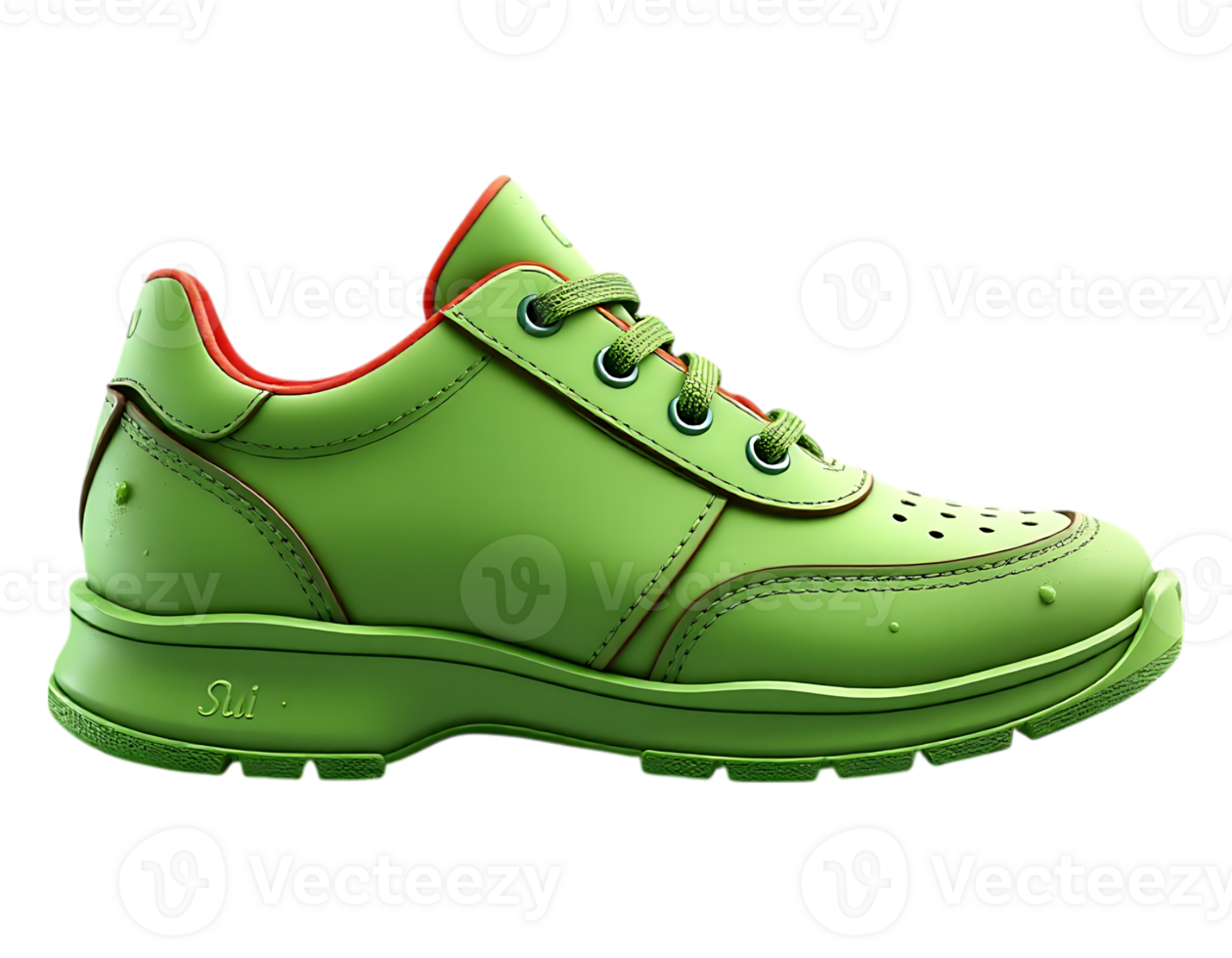Green Sneaker with Red Accents png
