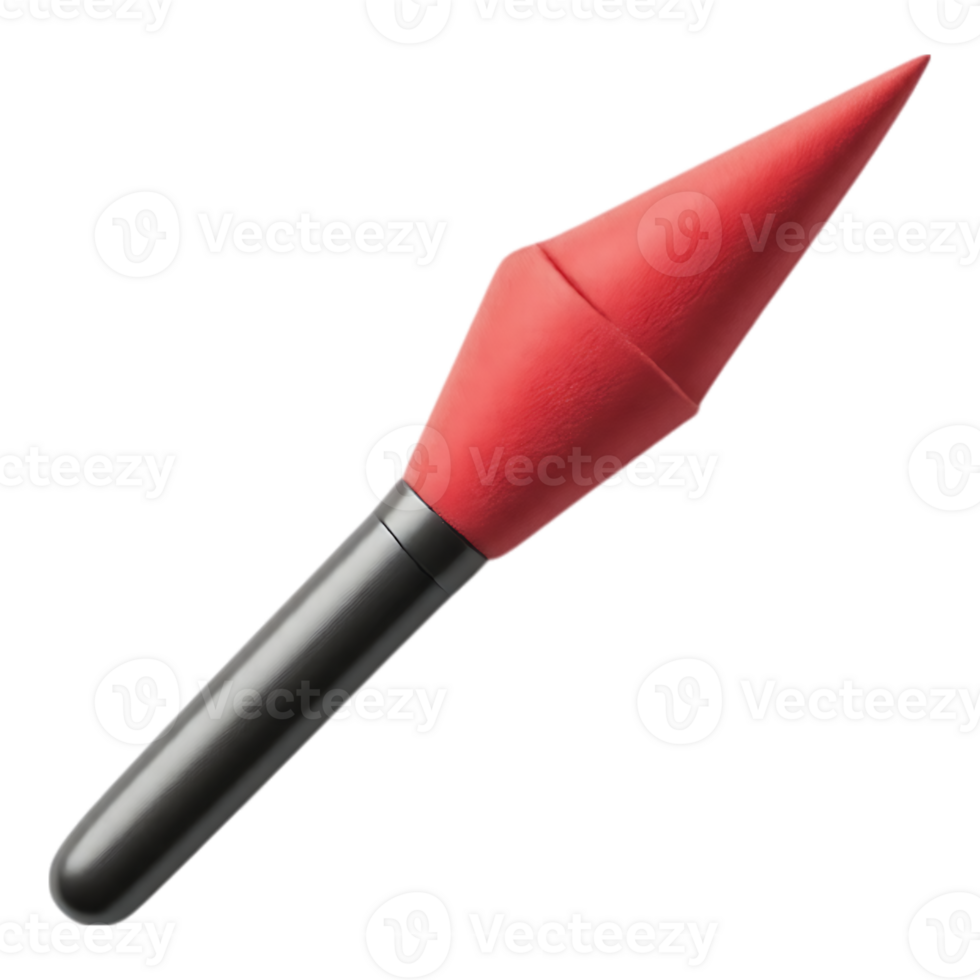 3D Cartoon Red Rocket with Black Handle png