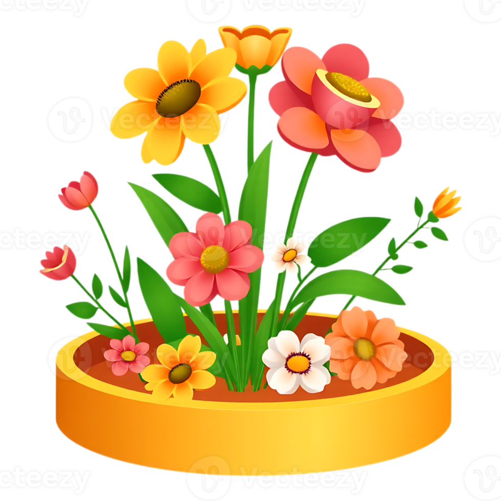 Colorful Flower Arrangement in a Decorative Pot png