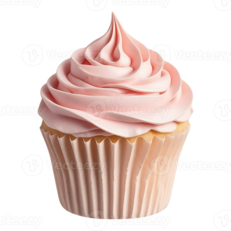 Pink Frosted Cupcake with Swirls png