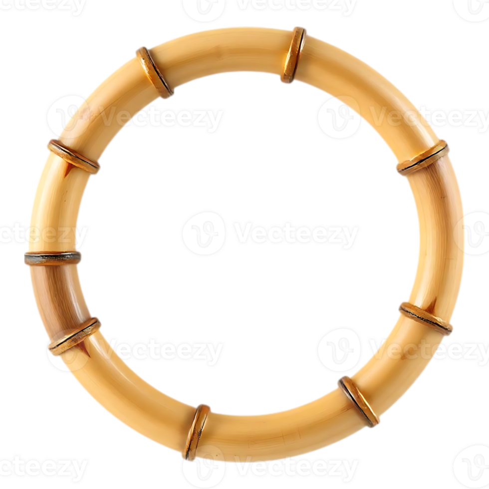 Circular Bamboo Frame with Transparent Background png