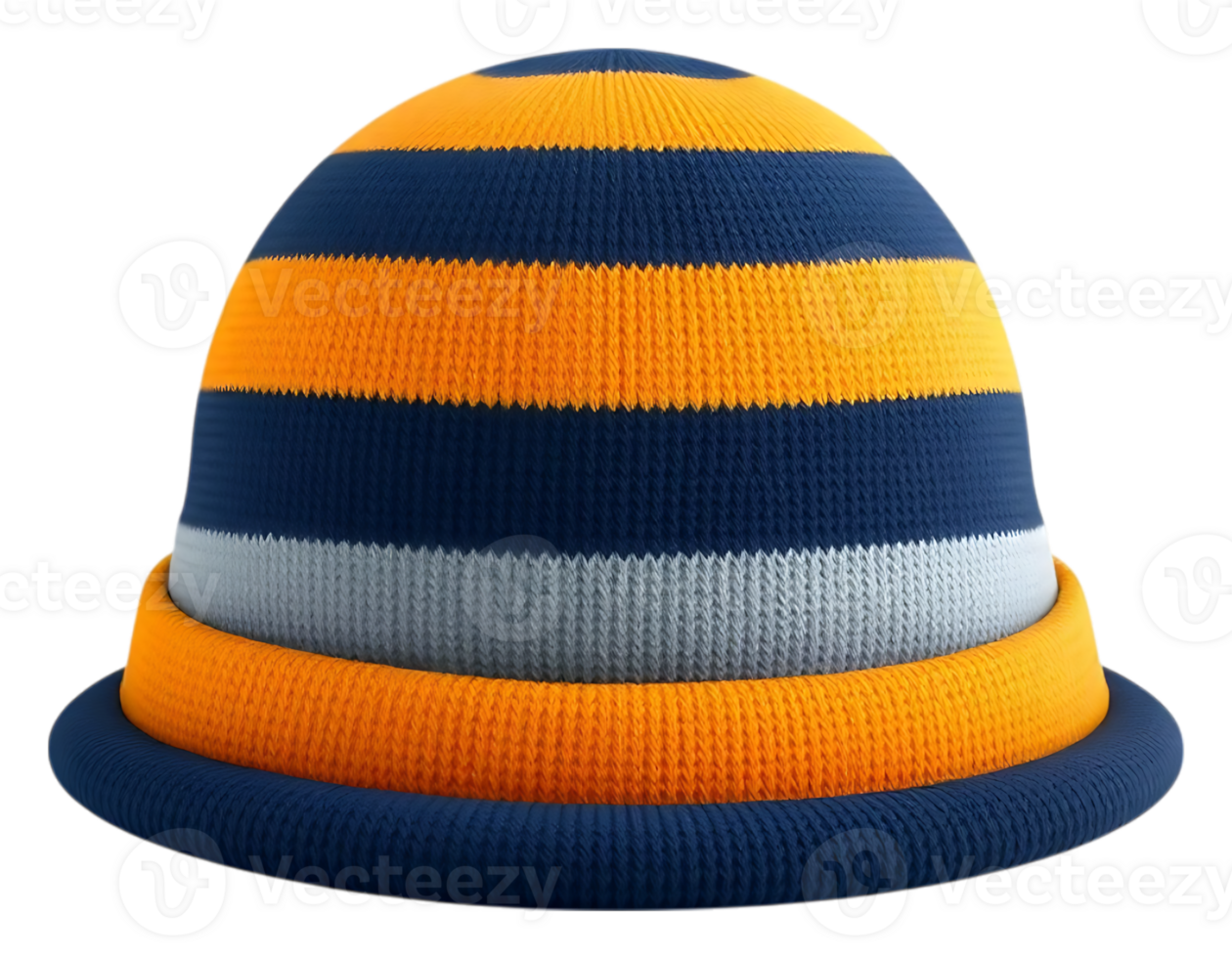 Colorful striped knitted hat with a brim png