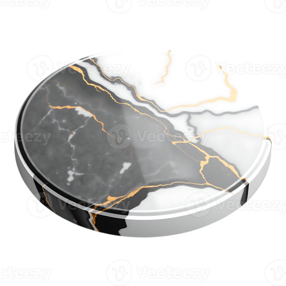 Elegant Marble Pedestal with Golden Veins for Product Display png