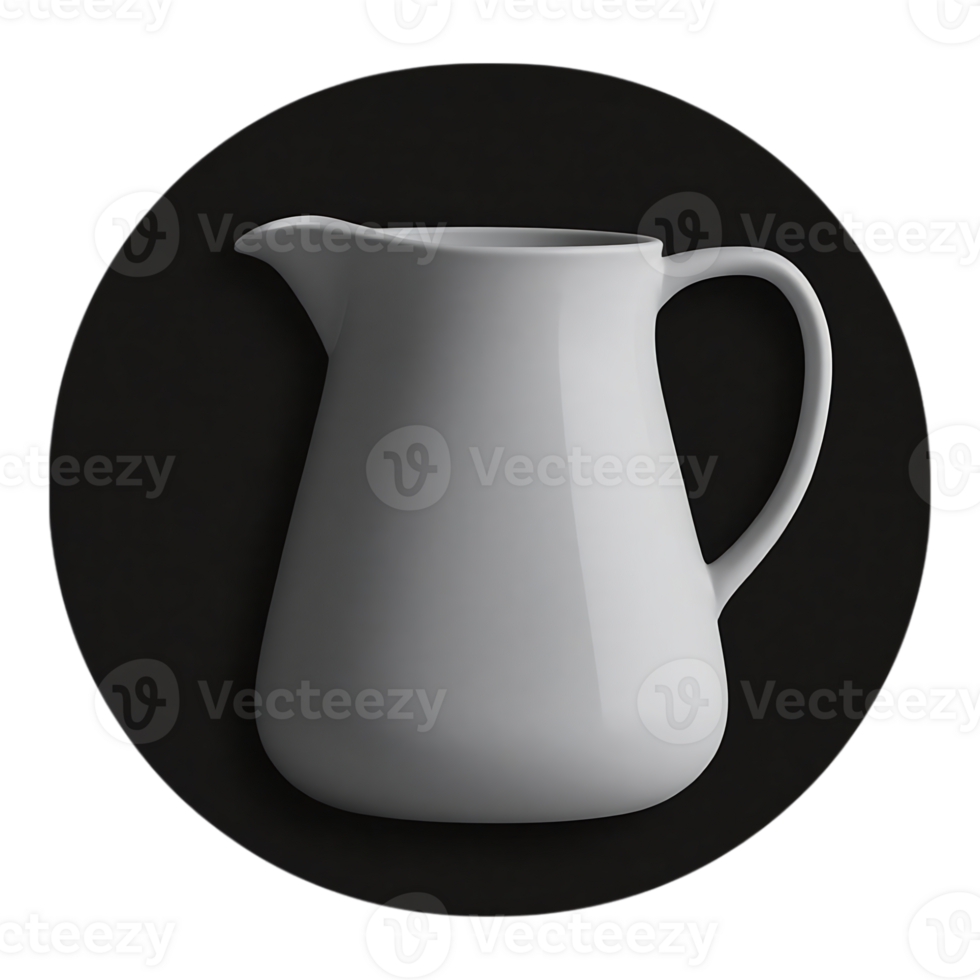 Elegant White Ceramic Pitcher on Black Circular Backdrop png